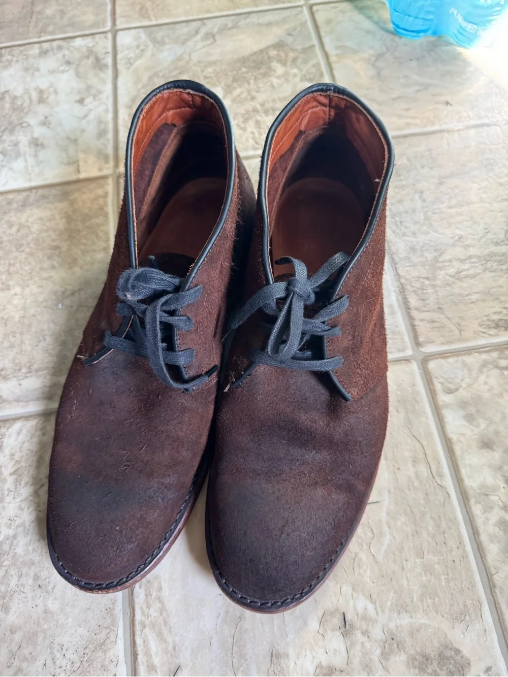 Frye Brown Suede Chukka Boots with Black Laces